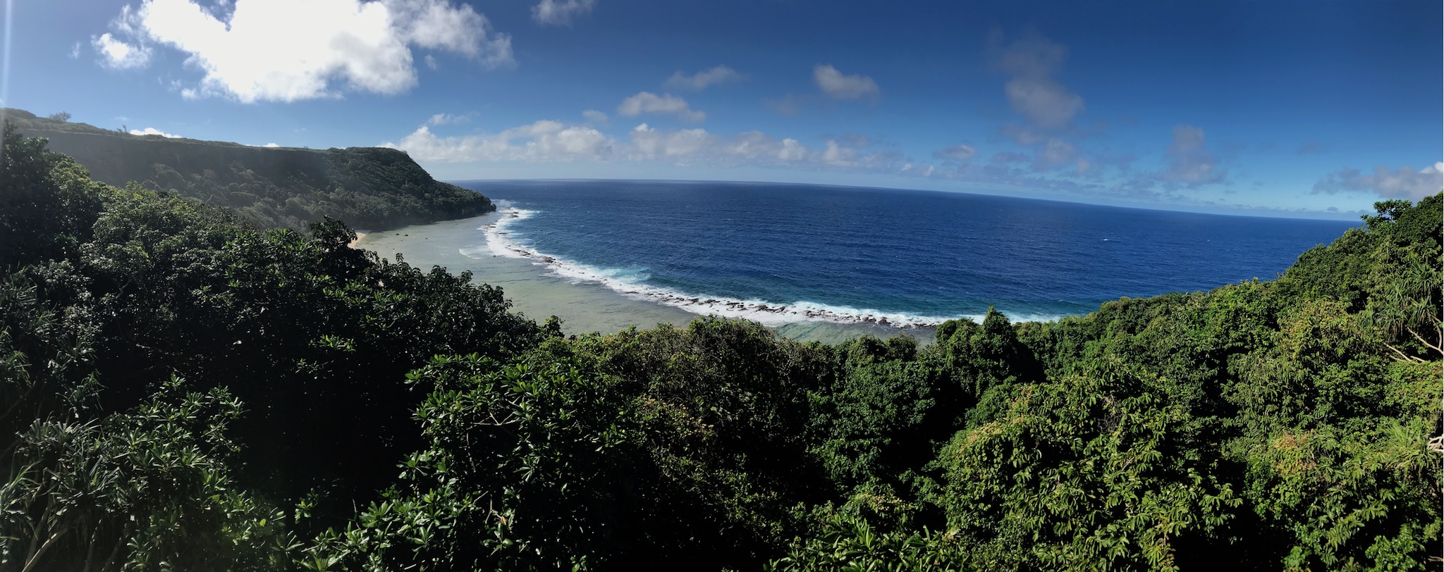 View from the top of the Access Pitch on the Whale wall above Fangatave Beach, Eua island, Tonga.
